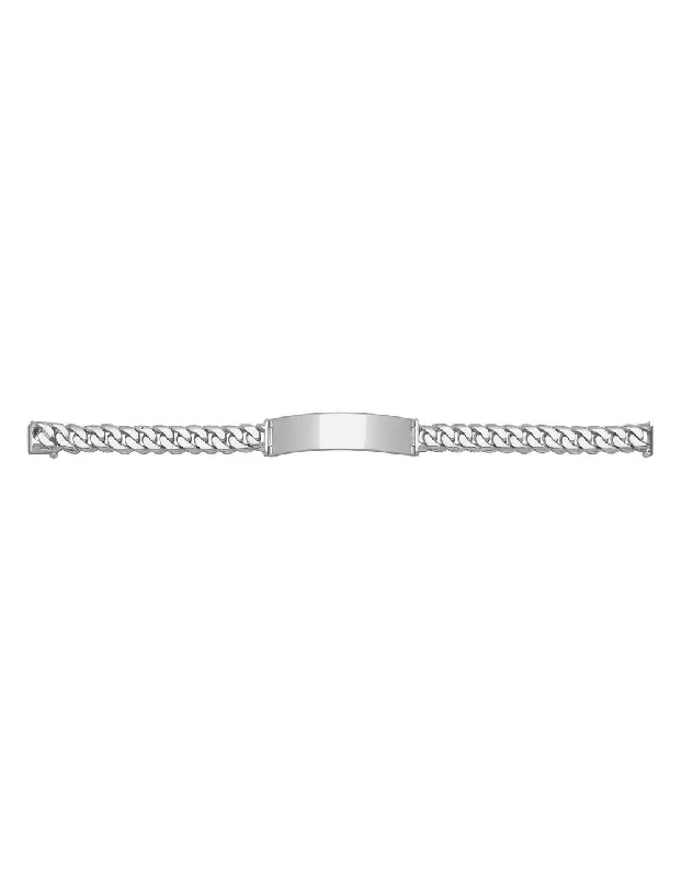 silver bracelet with heart charm for romantic gesture-Sterling Silver 8 mm Cuban Link ID Bracelet (7-9 Inch)