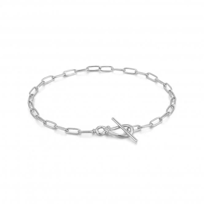 custom charm bracelet with engraved initials for family-Silver Knot T Bar Chain Bracelet B029-01H