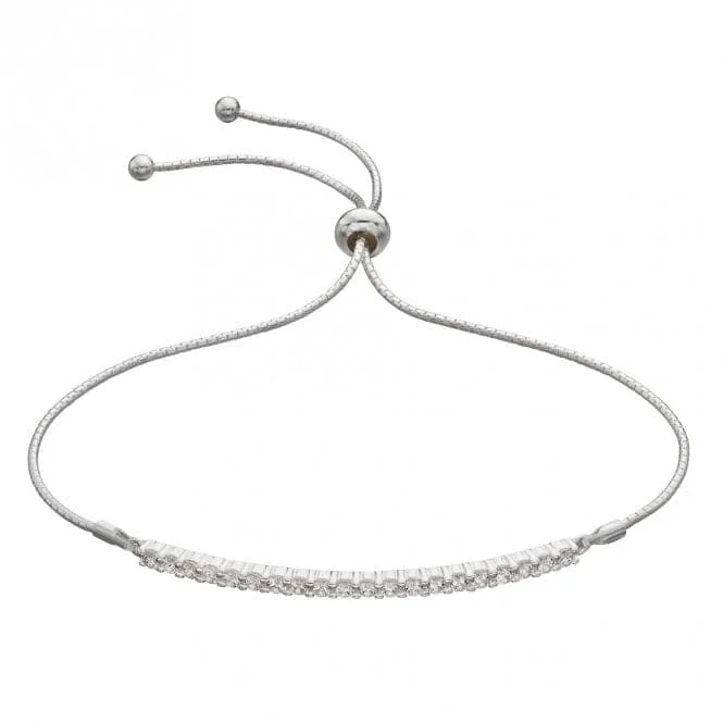 silver bracelet with charm for spiritual awakening-Bar Toggle Bracelet with White Zirconia B5309C