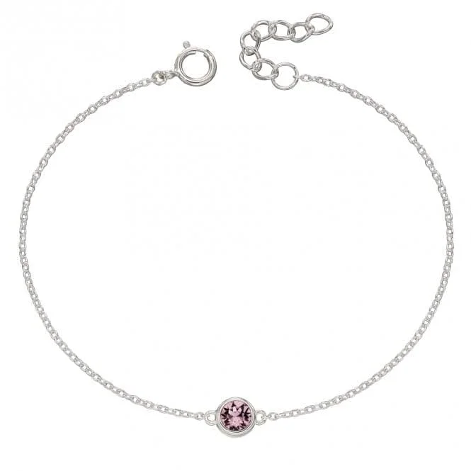 silver charm bracelet with multiple personalized charms-June Birthstone Bracelet with Swarovski Crystal B5289