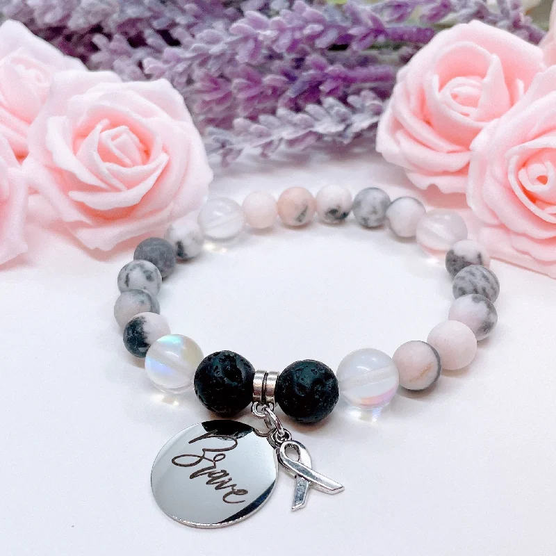 silver bracelet with gemstones for chakra balancing-Brave with Cancer Classic Charm Bracelet Lava