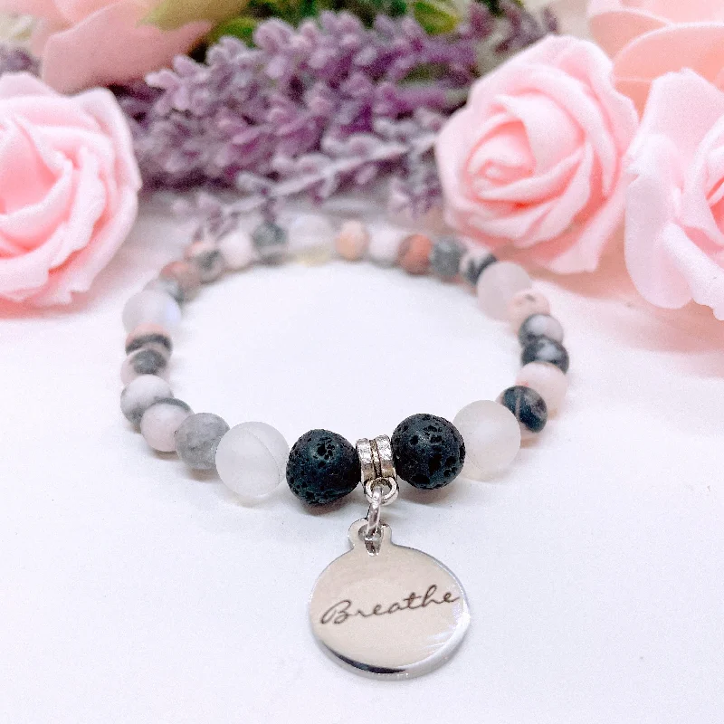 personalized silver bracelet with birthstone for birthday gift-Breathe Companion Charm Bracelet  Lava