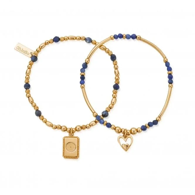 custom bracelet with family initials for keepsake gift-Gold Celebrate Sodalite Set Of 2 Bracelets GBSET33711092