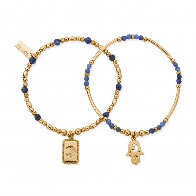 silver bracelet with personalized engraving for unique gift-Gold Manifest Sodalite Set Of 2 Bracelets GBSET33733375