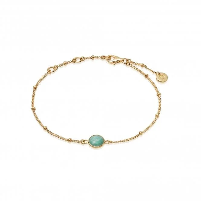 custom bracelet for men with engraved quote for him-Amazonite Healing Stone Bobble 18ct Gold Plate Bracelet HBR1003_GP