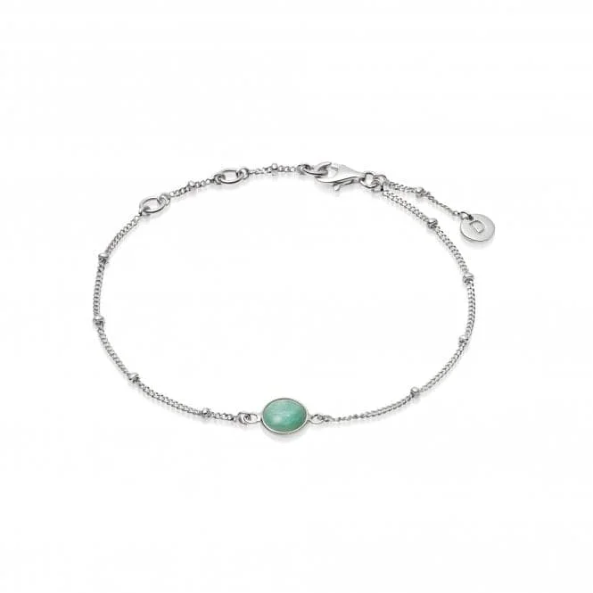 boho-style silver bracelet with turquoise gemstone charm-Amazonite Healing Stone Bobble Silver Bracelet HBR1003_SLV