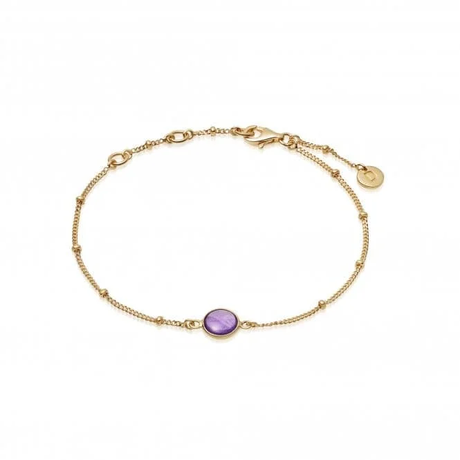 custom silver bracelet with initials for meaningful gift-Amethyst Healing Stone Bobble 18ct Gold Plate Bracelet HBR1002_GP