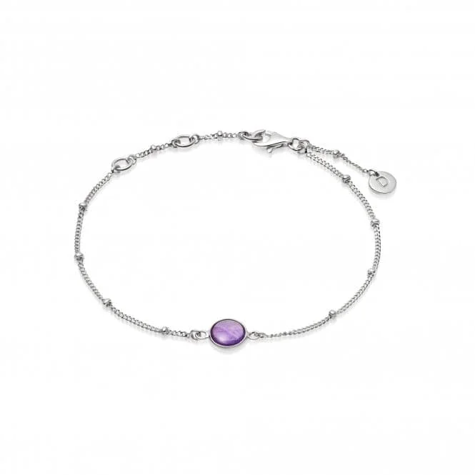 silver bracelet with charm for spiritual awakening-Amethyst Healing Stone Bobble Silver Bracelet HBR1002_SLV