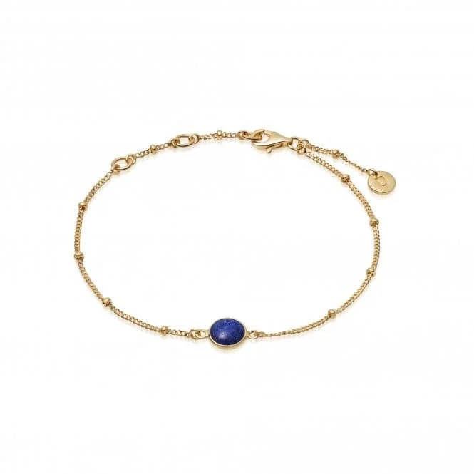 personalized bracelet with engraved family initials for her-Lapis Healing Stone Bobble 18ct Gold Plate Bracelet HBR1004_GP