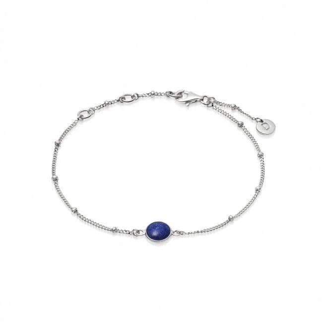 silver bracelet with angel charm for protection and love-Lapis Healing Stone Bobble Silver Bracelet HBR1004_SLV