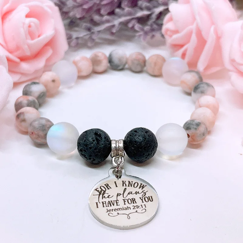 personalized bracelet with gemstone for chakra healing-For I Know the Plans I Have for You Classic Charm Bracelet Lava