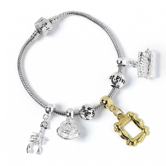 adjustable silver bracelet for layering with meaningful charms-FRIENDS TV Show Charm Bracelet (inc. 4 charms)