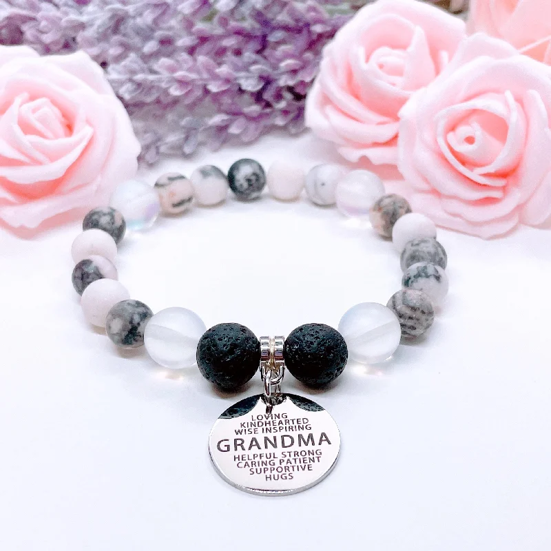 custom charm bracelet with symbols for protection and positivity-Grandma Sentiments Classic Charm Bracelet  Lava