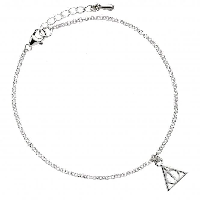 silver bracelet with angel wings for guidance and protection-Sterling Silver Deathly Hallows Bracelet