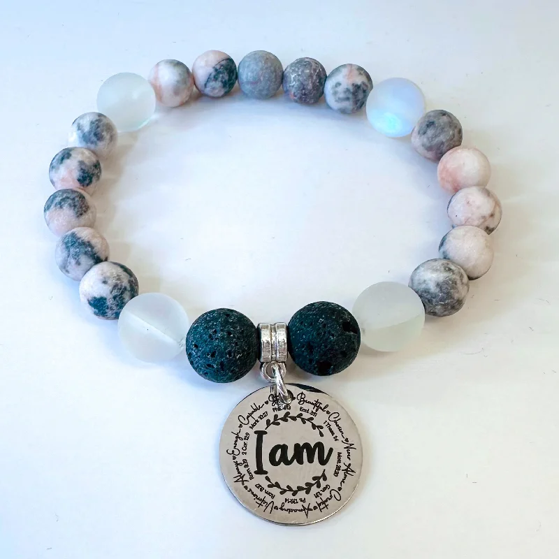 personalized bracelet with gemstone charm for personal power-I Am Bible Verses Classic Charm Bracelet Lava