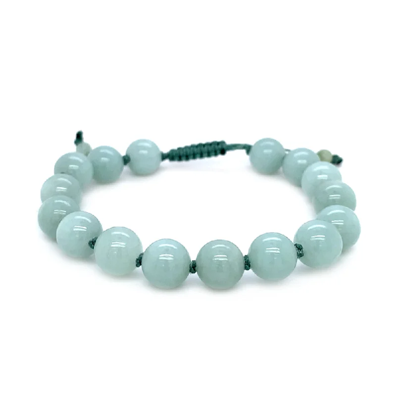 custom silver bracelet with coordinates for meaningful experience-Jadeite Beaded Bracelet - "Celina"