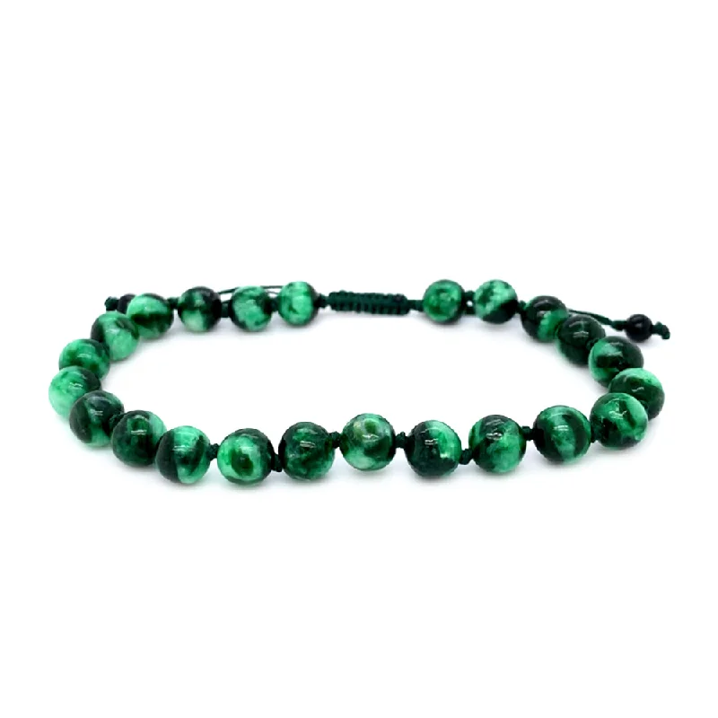 gold bracelet with gemstone charm for peace and tranquility-Jadeite Beaded Bracelet - "Reya"