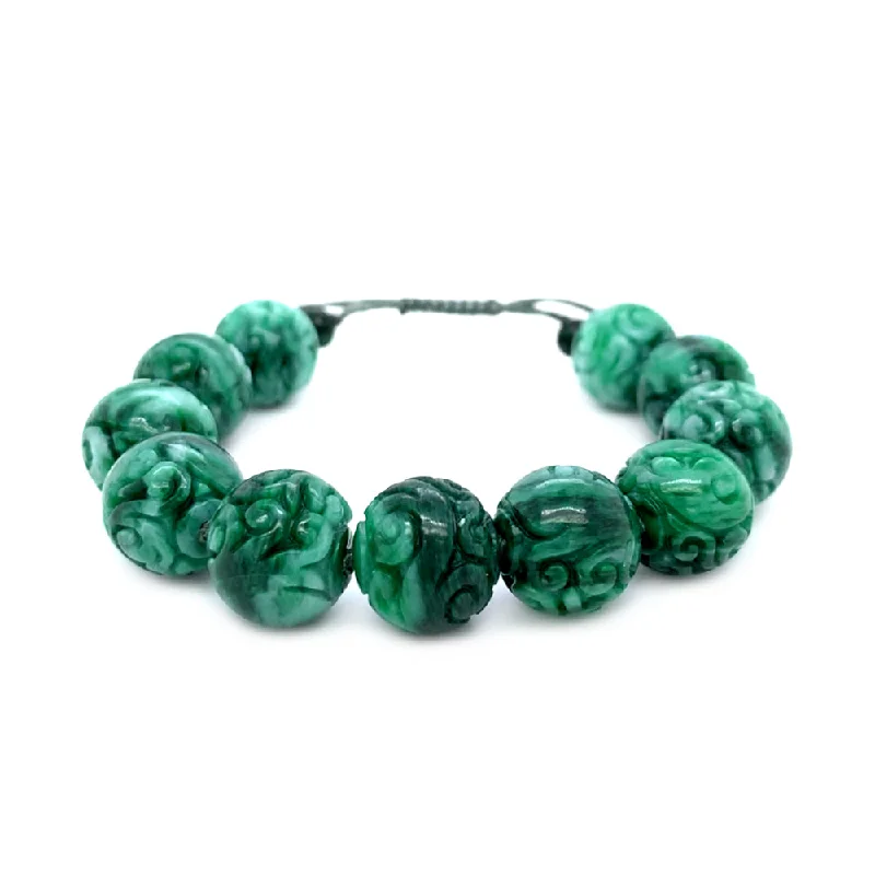 personalized bracelet with gemstone beads for positive vibes-Jadeite Cord Bracelet - "Esla"