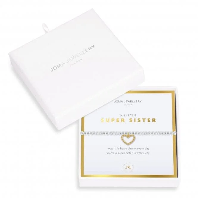 silver bracelet with engraved message for anniversary or birthday-Beautifully Boxed A littles Super Sister Bracelet 4752