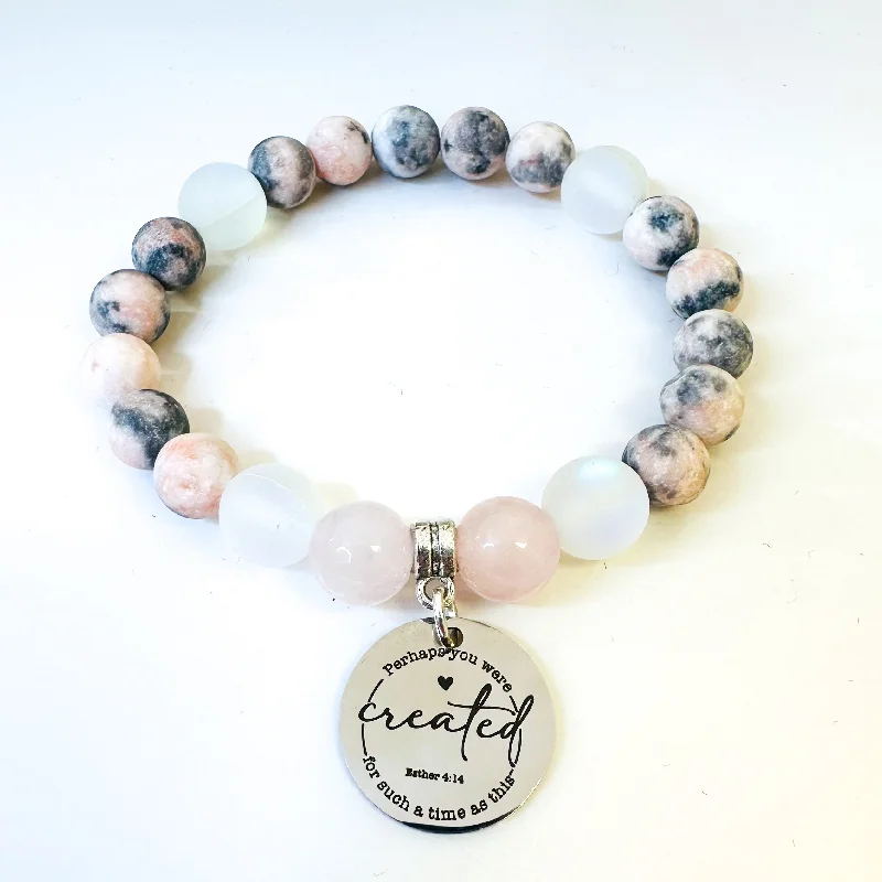 personalized bracelet with gemstone for love and harmony-Perhaps you were Created... Classic Charm Bracelet Rose Quartz