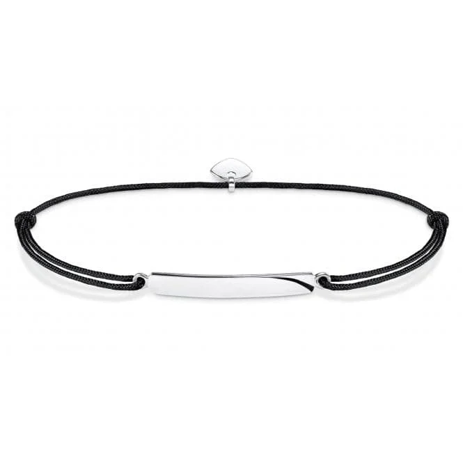 personalized leather bracelet with engraved family message-Thomas Sabo Little Secret Classic Black Bracelet LS012-173-11-L20v