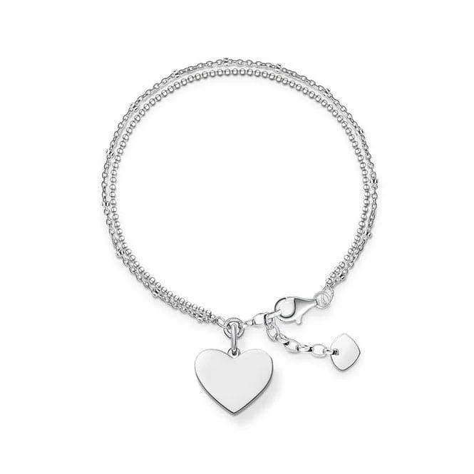 luxury bracelet with custom engraving for elegant gift-Thomas Sabo Love Bridge Double Chain Heart Bracelet LBA0102-001-12