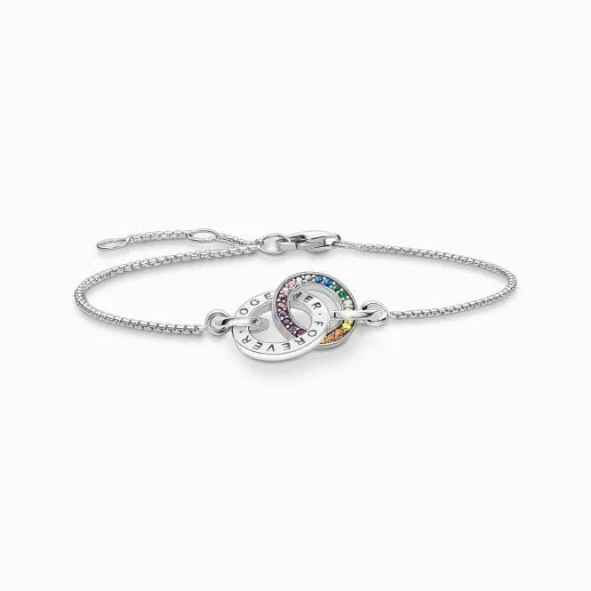 personalized silver bracelet with engraving for personal connection-Sterling Silver Together Forever Colourful Stones Bracelet A1551-318-7