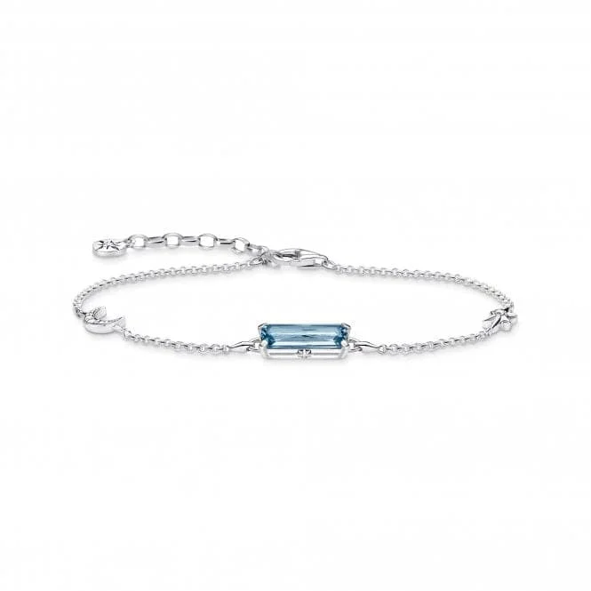 silver bracelet with custom charm for meaningful gift-Sterling Silver Zirconia Light Blue Moon & Star Bracelet A1958-644-1-L19V