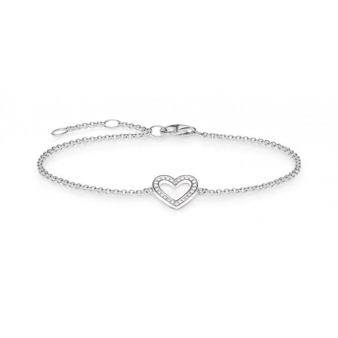 silver bracelet with engraved coordinates for family reunion-Thomas Sabo Glam And Soul Heart Bracelet A1553-051-14