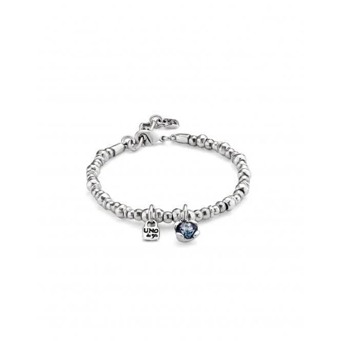 personalized charm bracelet for mom with family initials-Ladies Charismatic Blue Silver Faceted Crystal Medium Attractive Bracelet PUL2376AZUMTL0M