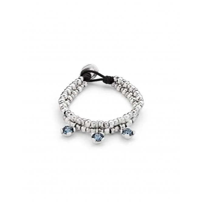 adjustable bracelet with charm for friendship gift-Ladies Charismatic Blue Silver Faceted Crystal Medium Sublime Bracelet PUL2386AZUMTL0M