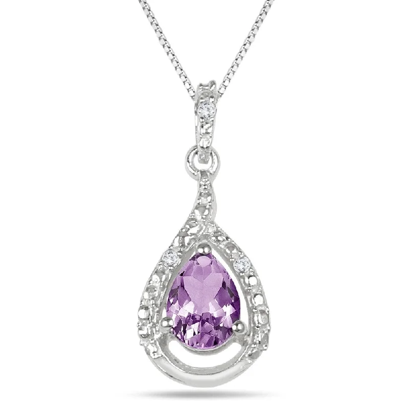 custom pendant necklace with heart design -0.65 Carat T.W Amethyst And Diamond Pendant in .925 Sterling Silver