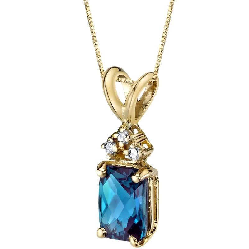 women’s personalized pendant necklace with nameplate -Alexandrite and Diamond Pendant Necklace 14K Yellow Gold 1.25 Carats Radiant Cut