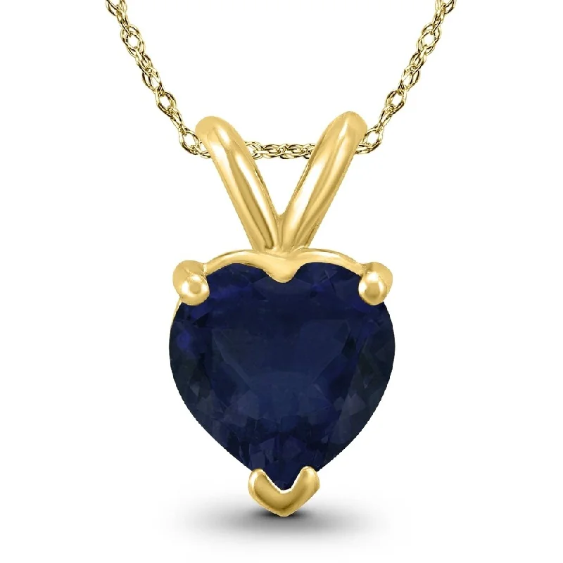 custom silver pendant with message engraving -14K Yellow Gold 5MM Heart Sapphire Pendant