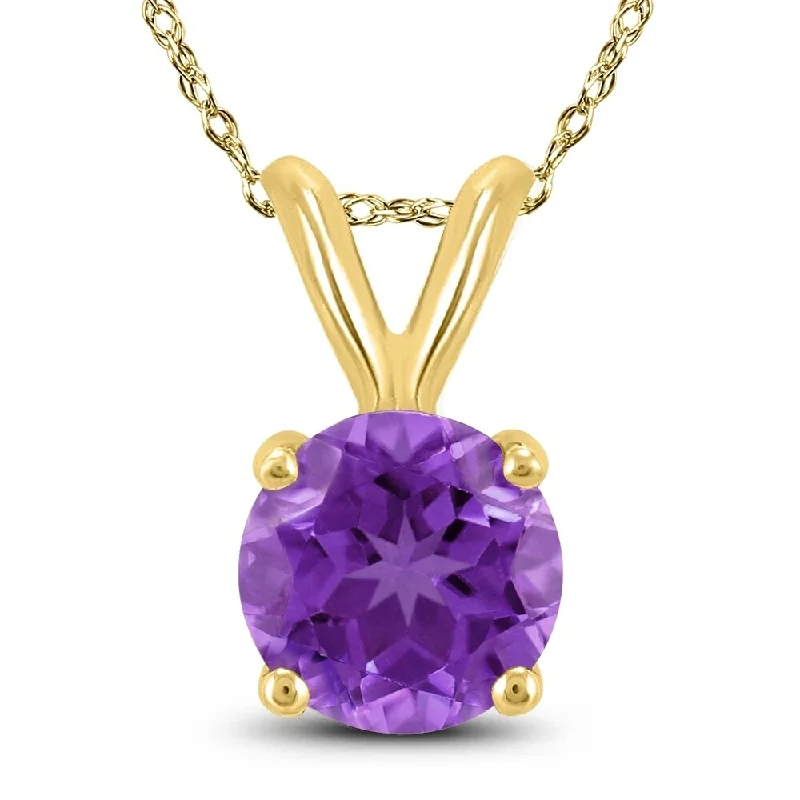 personalized gold heart pendant necklace -14K Yellow Gold 5MM Round Amethyst Pendant