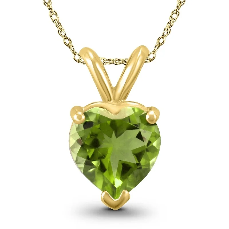 custom nameplate pendant necklace silver -14K Yellow Gold 6MM Heart Peridot Pendant