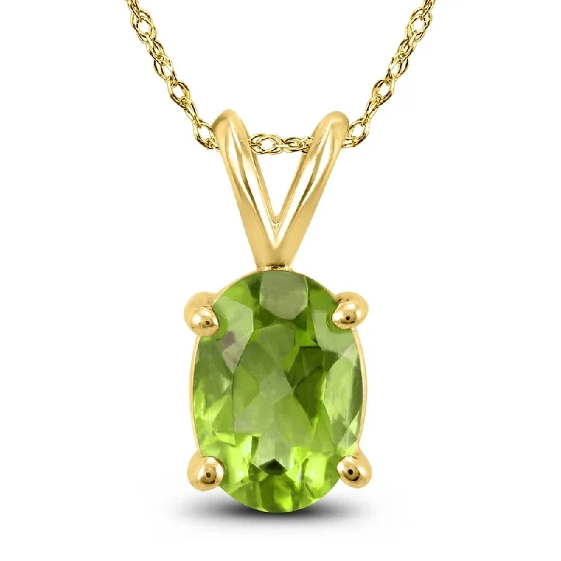 heart pendant necklace with initials silver -14K Yellow Gold 8x6MM Oval Peridot Pendant