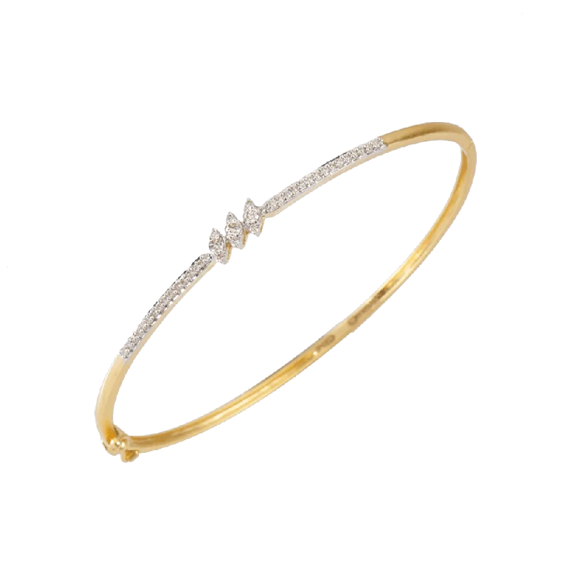 silver bracelet with lotus flower charm for spiritual healing-18KT (750) Yellow Gold And Diamond Bangle For Women