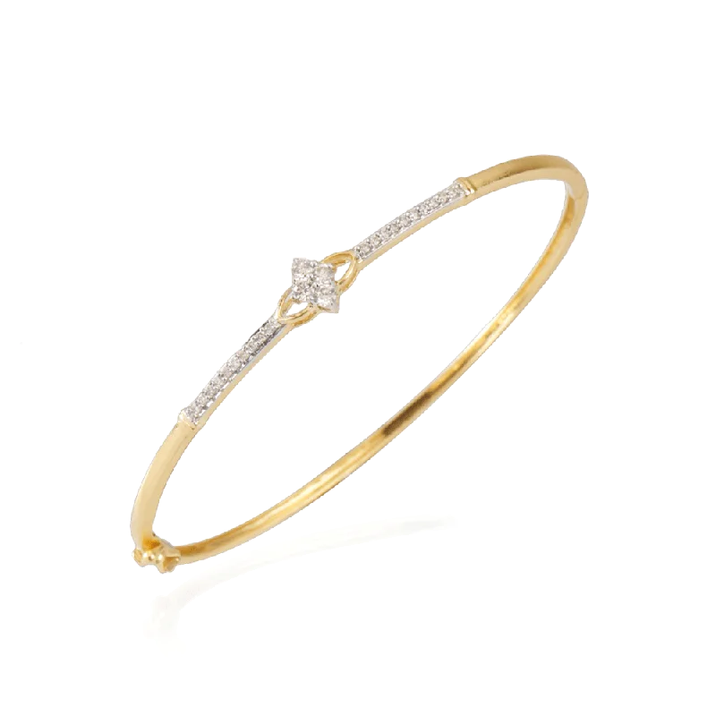 gold bracelet with personalized charm for loved ones-18KT (750) Yellow Gold And Diamond Bangle For Women