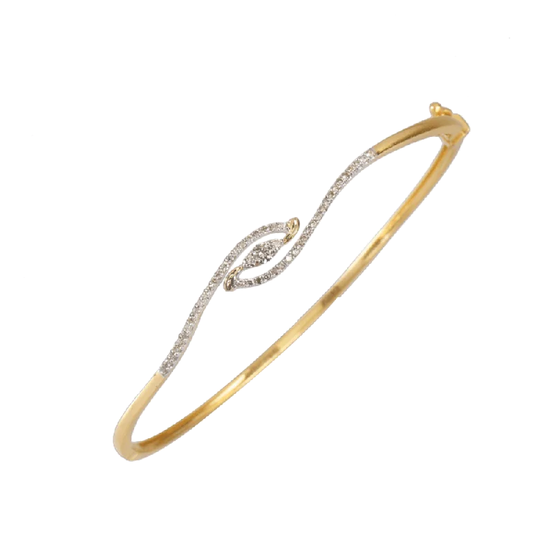 silver bracelet with engraved coordinates for travel lovers-18KT (750) Yellow Gold And Diamond Bangle For Women