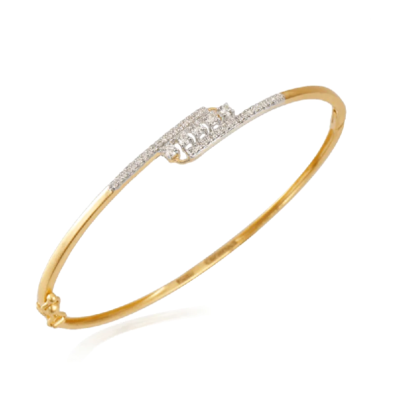 custom silver bracelet with inspirational charms for women-18KT (750) Yellow Gold And Diamond Bangle For Women