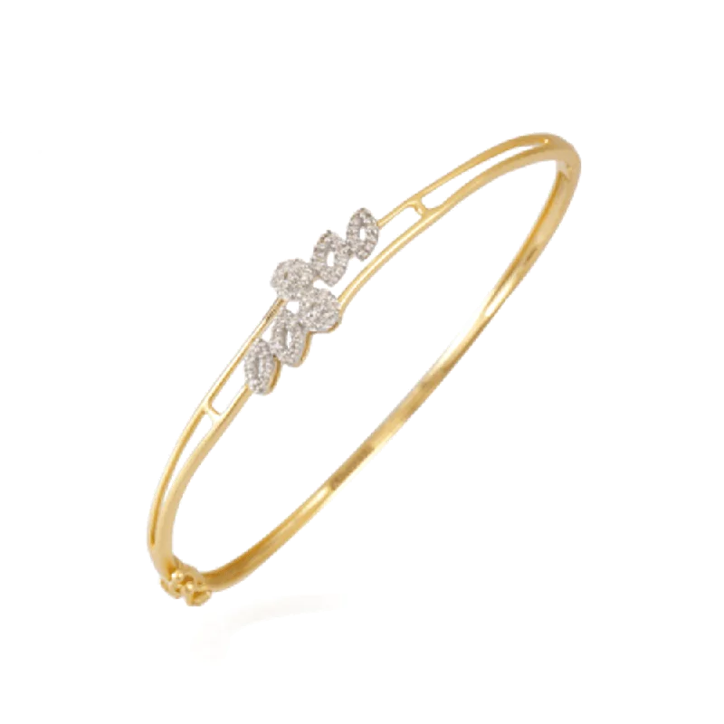 adjustable bracelet with multi-colored gemstone for balance-18KT (750) Yellow Gold And Diamond Bangle For Women