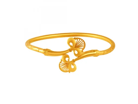 custom bracelet with engraved coordinates for meaningful gift-22k Gold Nowa In The Shape Of Floral Petal