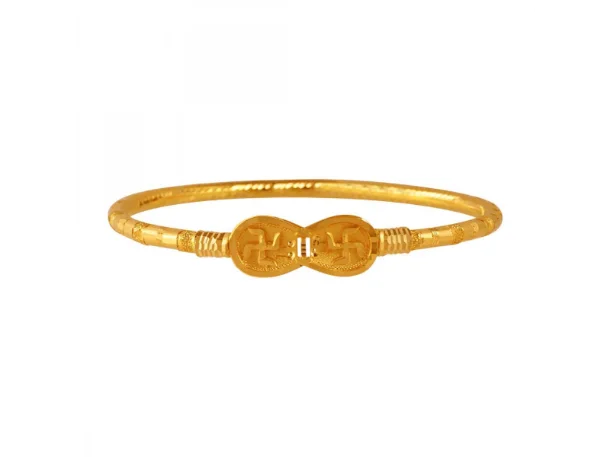 personalized bracelet for birthday with engraving-22k Gold Nowa With Beautiful Swastik Sign