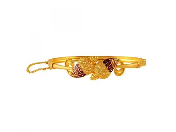 personalized bracelet with gemstone charm for healing-22k Timeless Gold Bangles With Two Conch Shape Details