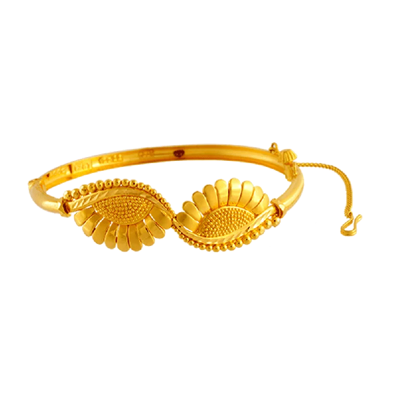 silver bracelet with engraved initials for family celebration-22KT Yellow Gold Bangle For Women