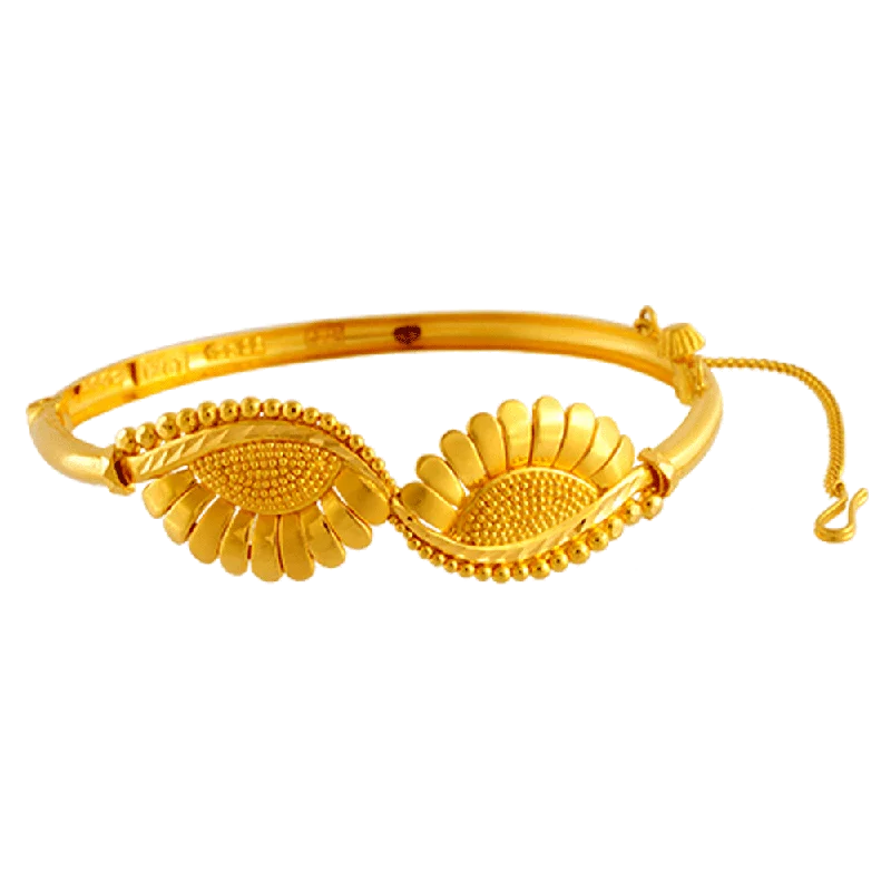 luxury bracelet with diamonds and engraved initials-22KT Yellow Gold Bangle For Women