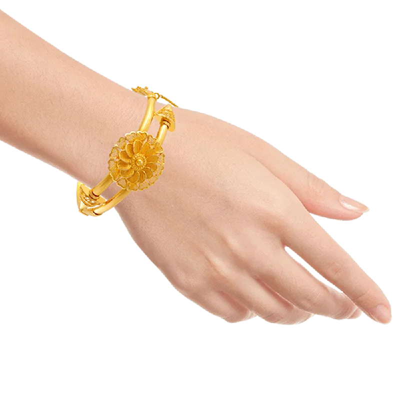 custom bracelet with gemstones for chakra alignment-22KT Yellow Gold Bangle For Women