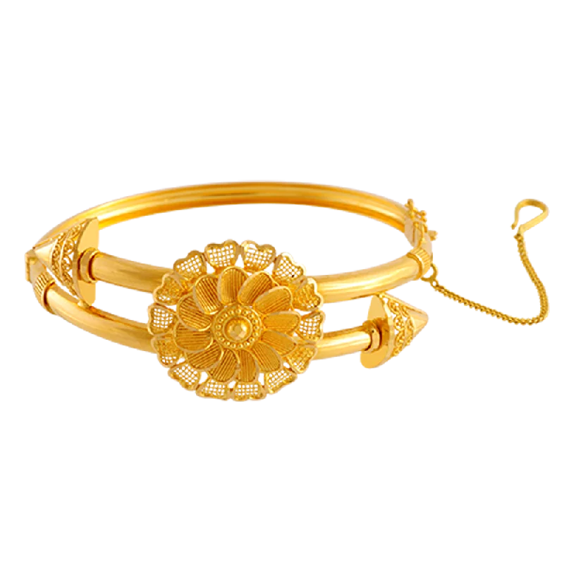 gold bracelet with custom engraving for romantic gift-22KT Yellow Gold Bangle For Women