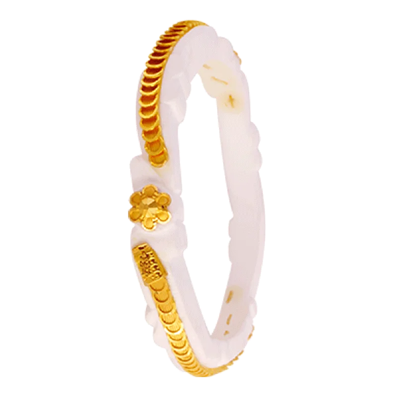 silver bracelet with personalized engraving for unique gift-22KT Yellow Gold Sankha Bangle For Women